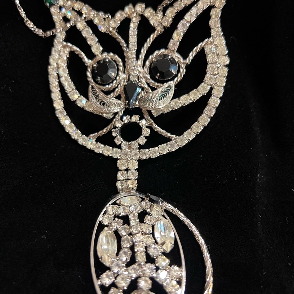 Vintage Rhinestone Silver color Cat - Picture 4 of 8